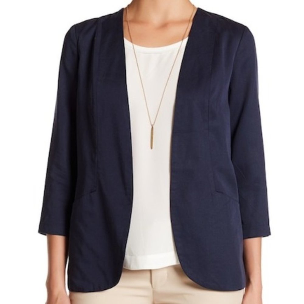 HARLOWE & GRAHAM Open Front Round Hem Blazer